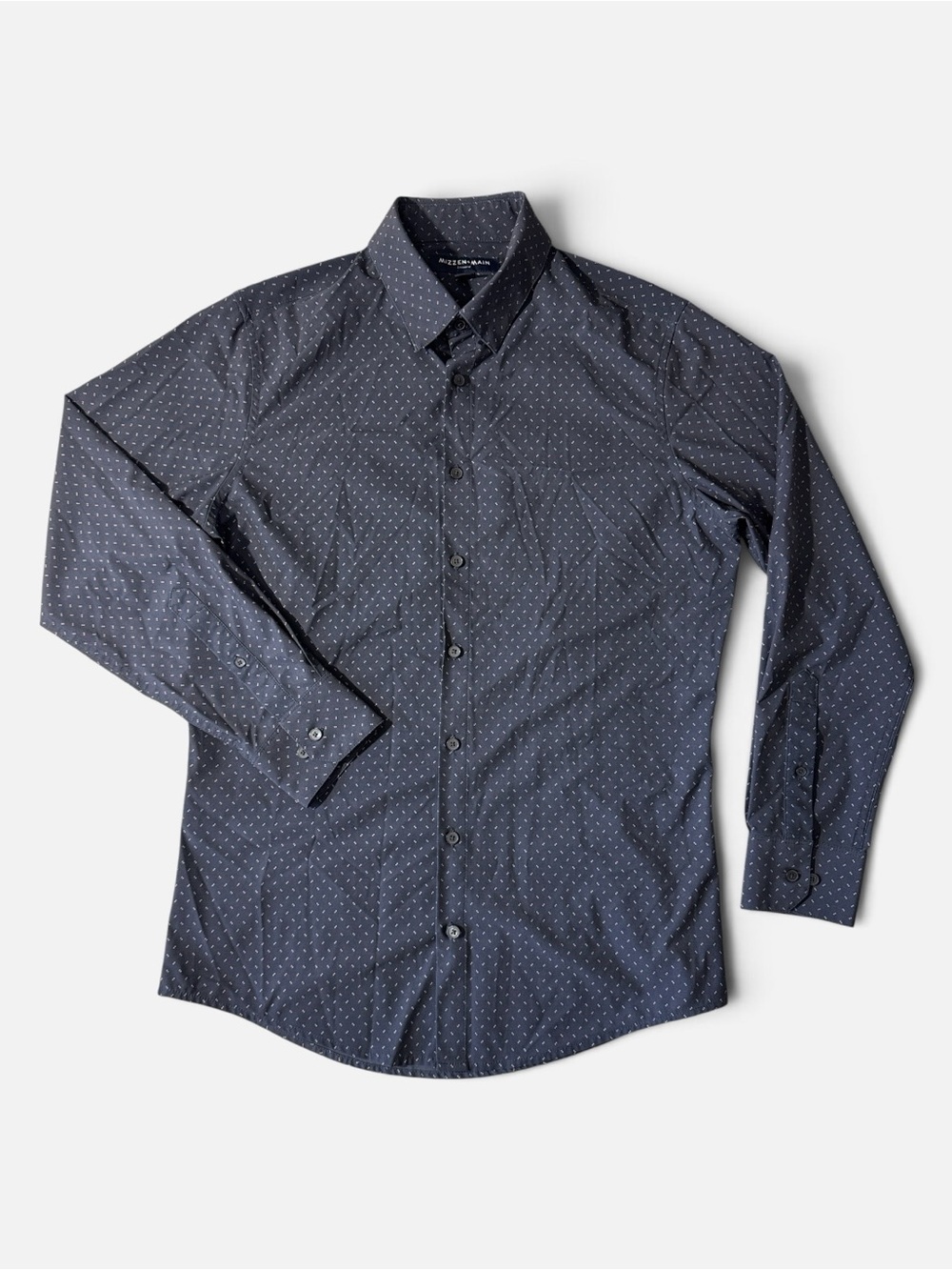 Mizzen + Main mens M Medium trim fit blue polka dot trim fit performance shirt